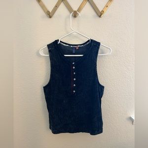 Blue pilcro tank top